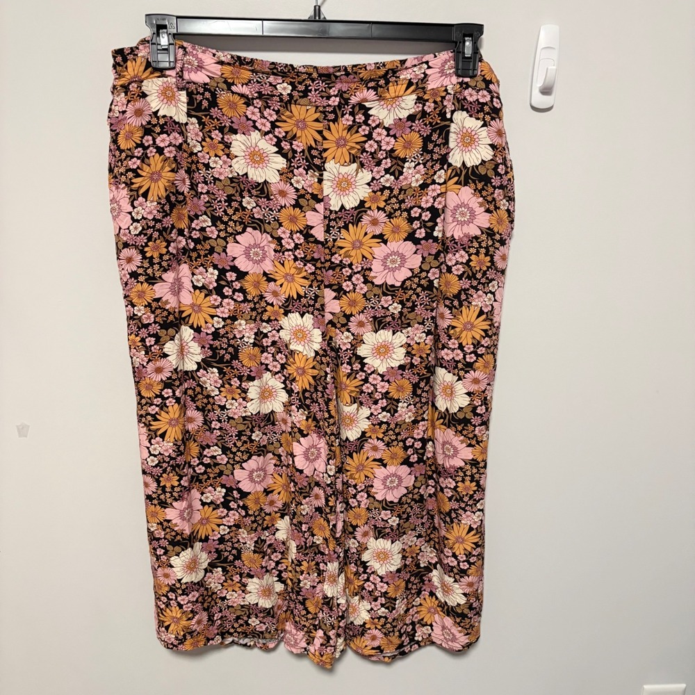 ModCloth Princess Highway Floral Wide Leg Pants Womens Pink Orange size 26 Retro